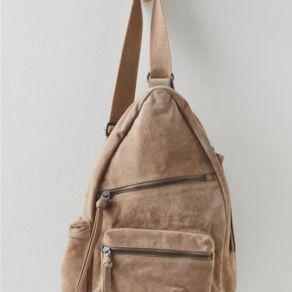 NWT- Free People Oxford Style Suede Sling Bag in Mushroom - Picture 7 of 14